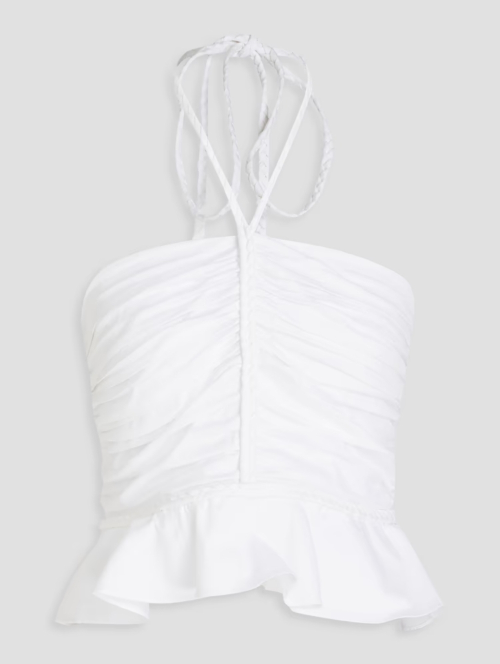 Veronica Beard Arienne Ruched Stretch Cotton Poplin Halterneck Top 14 NWT New - Picture 3 of 10